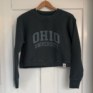 League Women's Dark Green Ohio University Cropped Sweatshirt Size Small